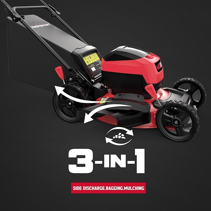 PowerSmart 40V 17" Brushless Cordless Lawn Mower + Leaf Blower (465 CFM), a 4.0Ah Battery and Charger Included