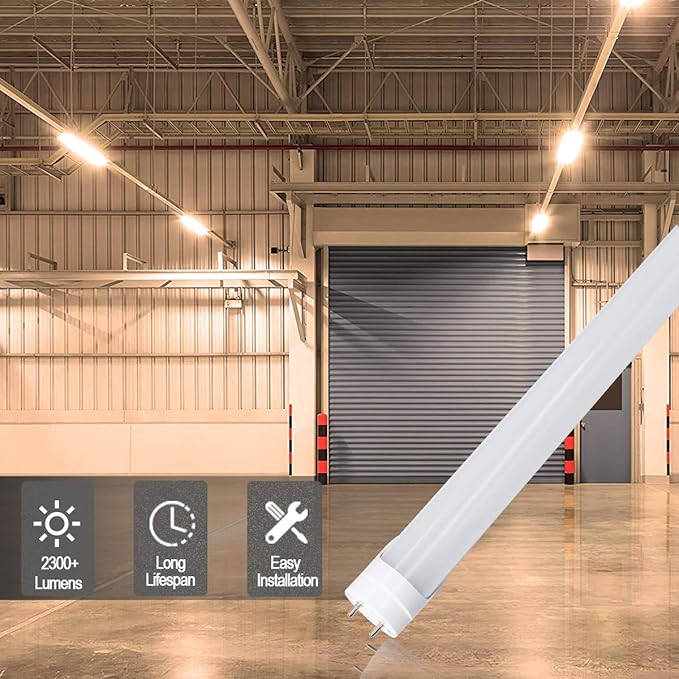 LightingWill LED T8 Light Tube 4FT, Warm White 3000K-3500K, Dual-End Powered Ballast Bypass, 2000Lumen 18W (40W Equivalent Fluorescent Replacement), Frosted Cover, AC85-265V Lighting Fixture, 4 Pack…