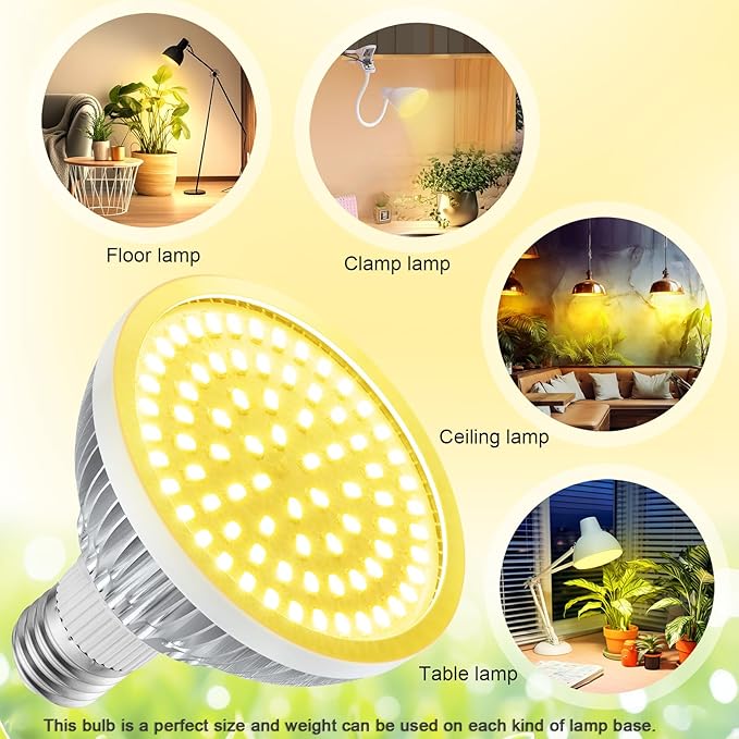 Grow Light Bulbs for Indoor Plants Full Spectrum, LED Grow Light Bulb 18W(180W Equivalent) 3500K Warm Light,PAR30 E26 Base for Regular Lamps,High PPFD for Plant Growing and Seed Starting.
