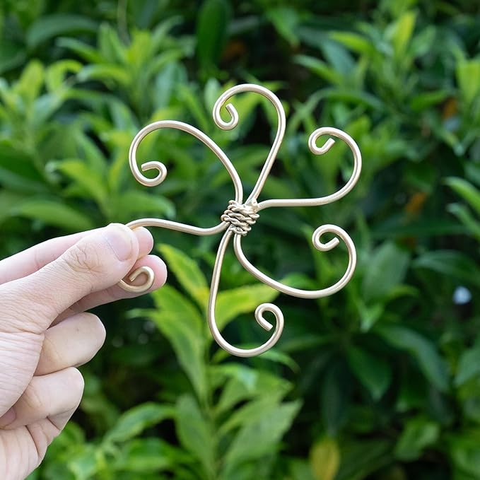 5PCS Plant Stem Support - Durable 5pcs Iron Grapple Holder for Monstera & Climbing Plants, Unique Design for Optimal Growth, Bamboo Clamp Set for Leaf Stabilization and Support (Gold)