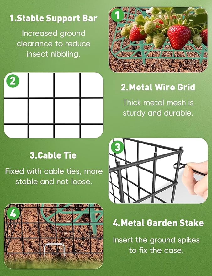 5 Pack Plant Protector from Animals, Square Metal Plant Cages Chicken Wire Cover Mesh Plant Cage, Garden Plant Protector for Plants Flower Vegetable to Keep Animals Out (12x12 in)