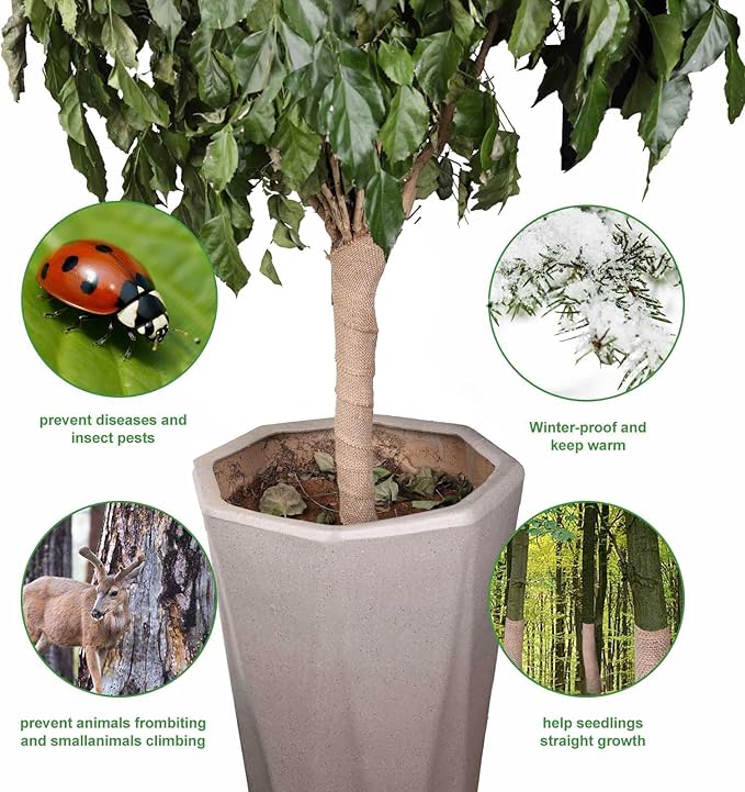 Agfabric Natural Burlap Fabric Roll,62 inch X 30 Feet Tree Wraps for Winter,Burlap Plant Covers for Trees and Shrubs Winter Protection,Garden Fabric
