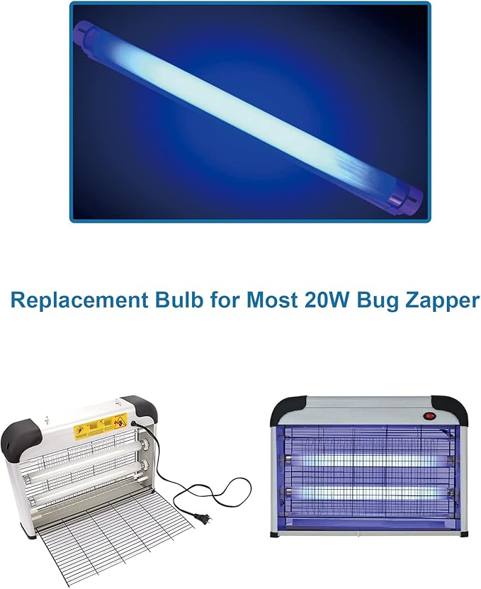 Dichroma Bug Zapper Replacement Bulb Light Tube 10W for 20W Electronic Bug Zapper, T8 Bulbs for Indoor Outdoor Mosquito Zapper Lamp (4 Pack)