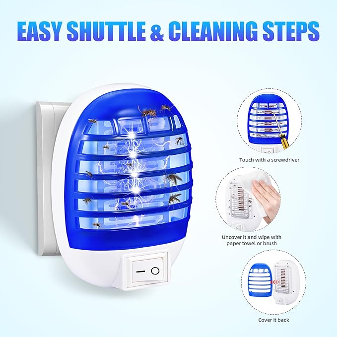 Indoor Bug Zapper Plug in, Electronic Mosquito Zapper Ultimate Fly Zapper Lamp for Bug Insect for Home,Bedroom, Living Room,Office Insect Trap, Pack of 4, Blue 