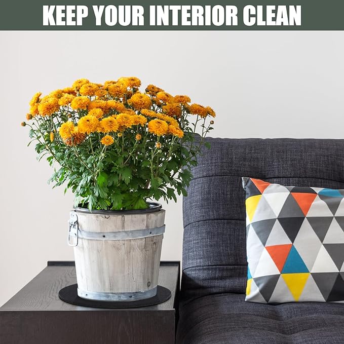 Plant Coaster Mat Reversible(Fabric/Leather),3Pcs Plant Coasters for House Plants Indoor & Outdoor,Household Products Absorbent/Waterproof(10inch)