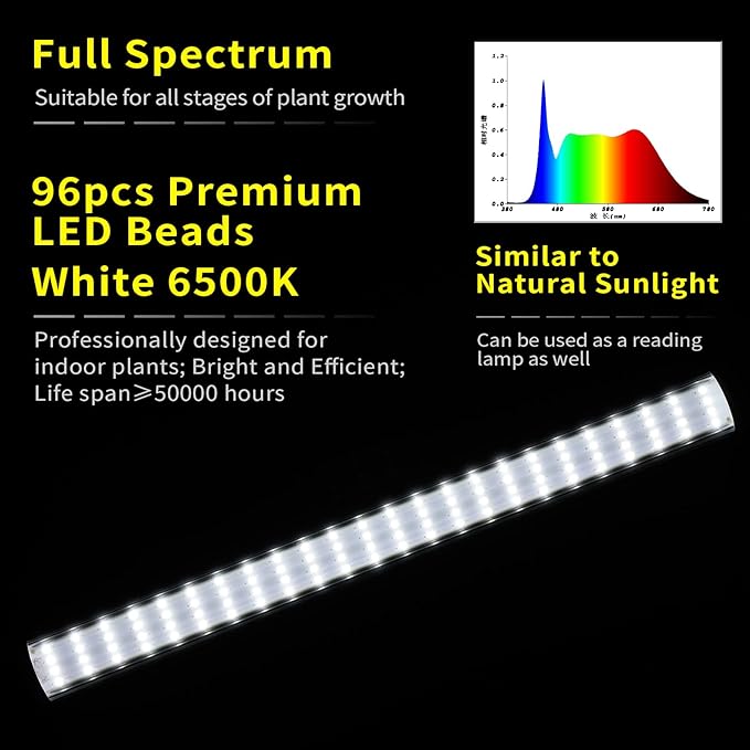 JCBritw Standing LED Grow Light,Adjustable T12 Bar Plant Light, White 6500K Full Spectrum Plant Grow Lamp on Stand for Indoor Plants Seed Starting, Seedlings, Veg, Flower