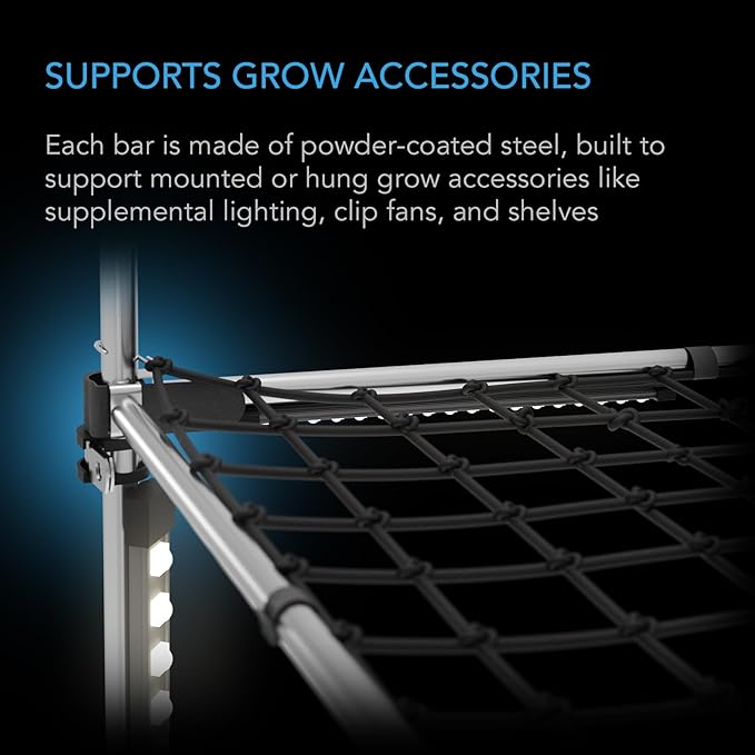 AC Infinity Heavy-Duty Grow Tent Mounting Bars 2x2', High Airflow CFM Kit Prevents Walls from Sucking in, Trellis and Supplemental Lights Mounting for All 2x2 Indoor Grow Tents
