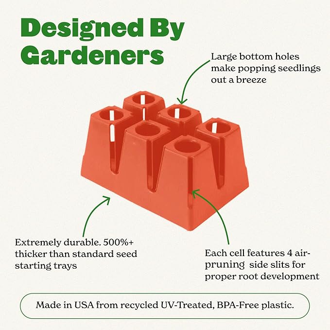 Epic Gardening Reusable Seed Starter Tray - 6 Cell/24 Seedling Starter Trays - Easy Watering, Indoor Greenhouse, Plant Starter, Gardener-Friendly for Seedlings | UV-Treated & BPA-Free - Terracotta