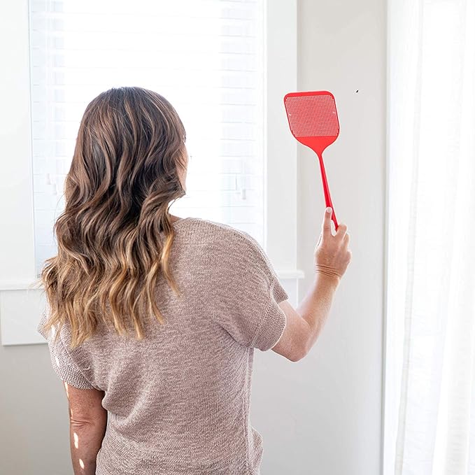 Fly Swatter, 6 Pack Strong Flexible Manual Swat Set, Assorted Colors, Long Range Handles, Indoor and Outdoor Racket for Bug, Mosquito, Bee, Spiders, Flies