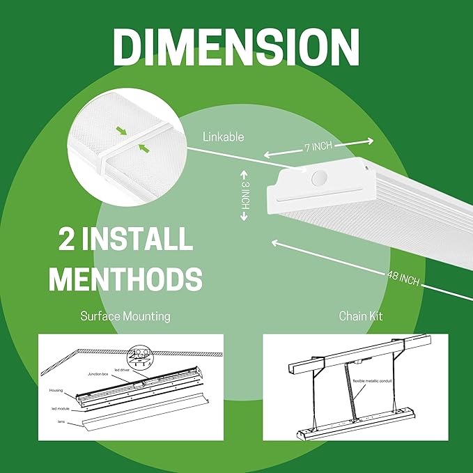 LED Emergency 90mins Wraparound Light, 3500K/4000K/5000K Adjustable 40W 5200lm for Garage Workshop Office 120-277V, ETL