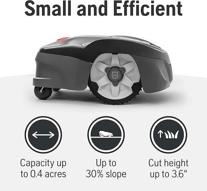 Husqvarna Automower 115H 4G Robotic Lawn Mower with Patented Guidance System, Automatic Lawn Mower with Self Installation and Ultra-Quiet Smart Mowing Technology for Small to Medium Yards (0.4 Acre)