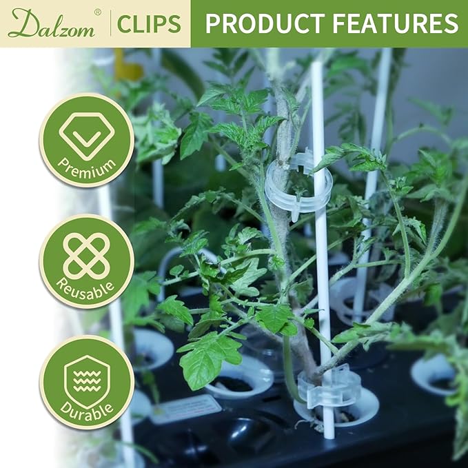 Dalzom® 300Pcs Tomato Clips, Plastic Trellis Clips Plant Support Clips, Plant Clips for Support, Grape Vine, Tomato Vine, Vegetables Plants, Garden Clips to Grow Upright Makes Plants Healthier