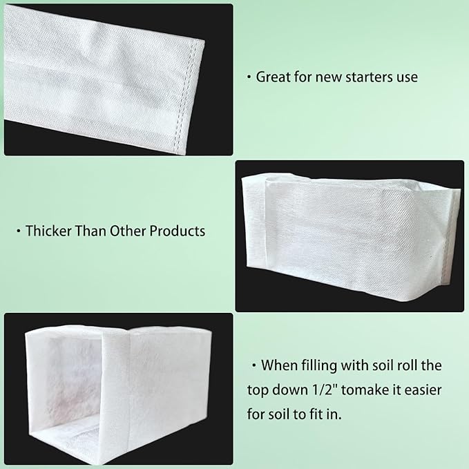 Belit 50 Pcs 10.2" H Deep Nursery Grow Bags, Non-Woven Plants Pots Container for Starting Rooted Plants Vegetable, Flower, Seedling Tree