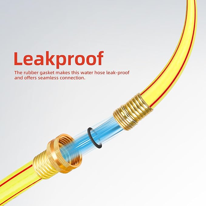 Solution4Patio Yellow Garden Hose 3/4 in. x 50 ft. -Heavy Duty Durable Flexible Lightweight Water Pipe-Brass Aluminum Ends for Household & Commercial Use -Kink Free, No Leaking, Male/Female Fittings