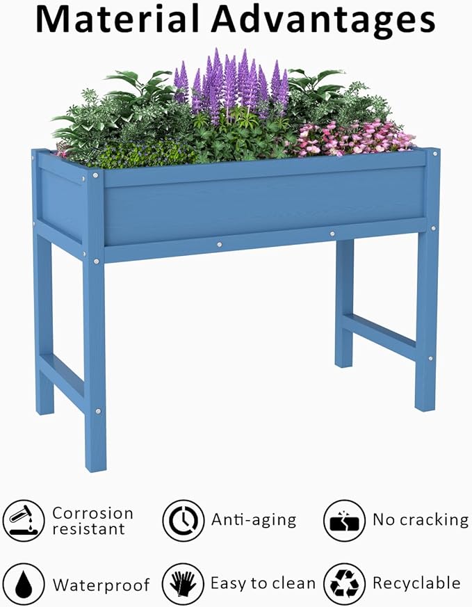 Raised Garden Beds Outdoor with Legs,Outdoor Planter Box,Non-Cracking,Rust Resistantand Rot-Resistant for Vegetable Garden for Backyard, Patio, Balcony Outdoors/Indoors, Navy