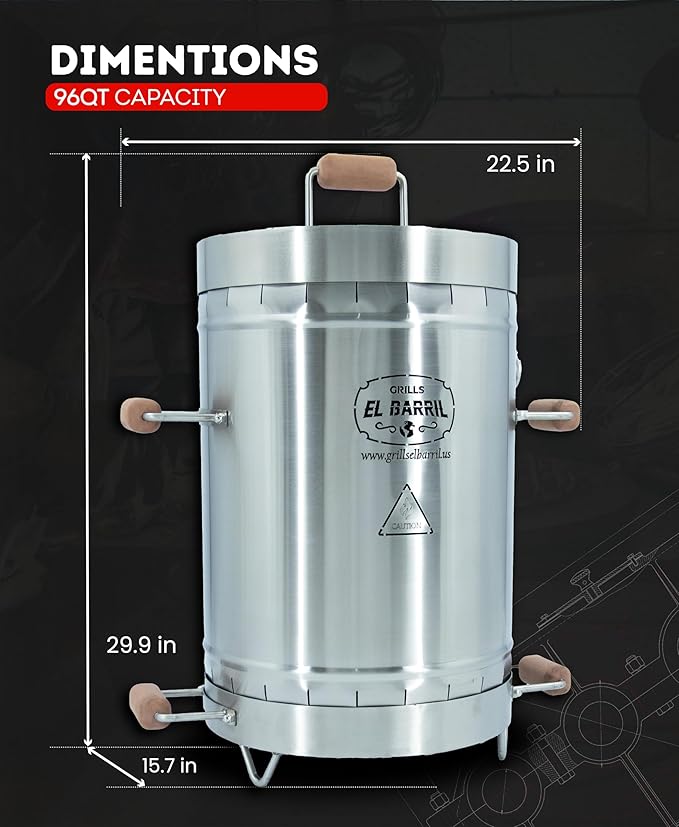 EL BARRIL 30lbs Smoker Grill Combo, Stainless Steel Vertical Barrel Charcoal Smoker. Outdoor Grill with Grilling Accessories