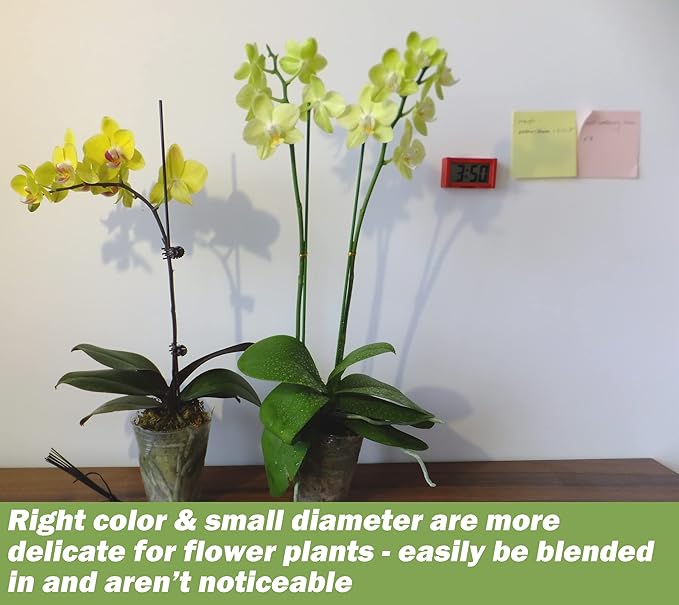 20-PCs 15-3/4" Plastic Coated Orchid Stakes for Plants Support, Bendable Orchid Support Stakes - Brown