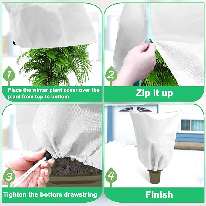 DQS 2 Pack Plant Covers Freeze Protection, 47.2" x70.8" Winter Frost Protection Blankets Frost Cloth,Suitable for Outdoor Winter Frost, Cold Weather, shrubs, Trees, Jackets, and coverings