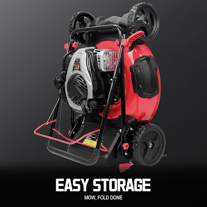 PowerSmart 21 in. Gas Lawn Mower with 140cc Briggs and Stratton E550 Engine, Push Mower with Mulch, Side-Discharg, Bagger, 6-Positions Adjustable Cutting Height