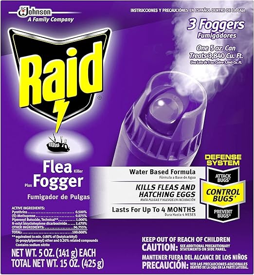 Raid Flea Flogger Plus Killer, Kills Fleas and Hatching Eggs 3 Count (Pack of 2)