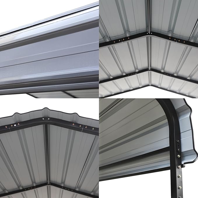 GREEN PARTY 12 x 20 ft Metal Carport Kits with Galvanized Steel Roof, Heavy Duty Metal Carport Canopy, Outdoor Car Tent Metal Garage Shelter for Car, SUV, Truck and Boats, Grey