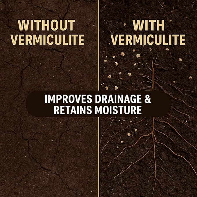 Horticultural Organic Vermiculite for Plants - Medium Grade - Natural Soil Additive for Gardening, Houseplants, Mushrooms, Potted Plants, Hydroponics, Terrariums (5 Quart)