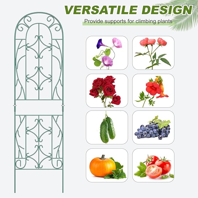 4 Pack 59x16in Metal Garden Trellis for Climbing Plants,Green Large Trellis for Climbing Plants Outdoor, Roses, Vegetables Vines Flowers Support, Large Decorative Outdoor Trellis