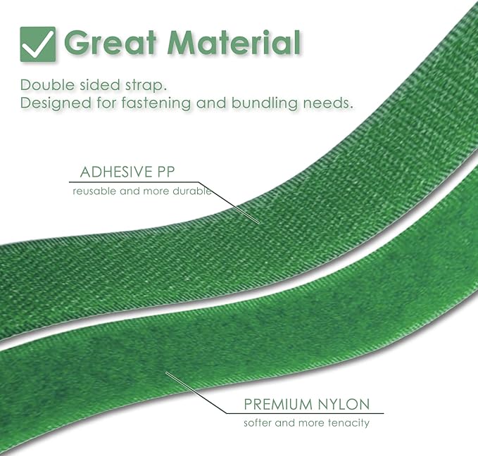 Garden Tie Green Tape, Plant Supports, Gentle On Plants (32.8ft × 0.6 inch, 3 Rolls, Green)