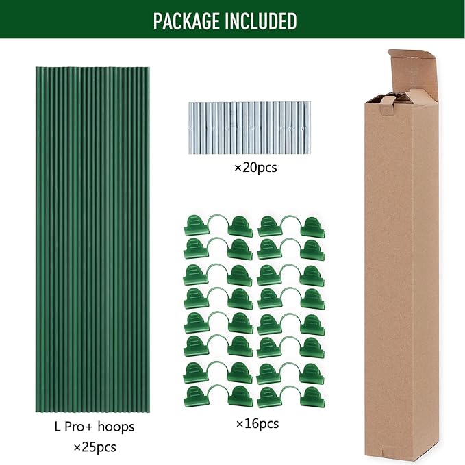 MAXPACE Greenhouse Hoops for DIY 2.7ft or Wider Grow Tunnel, Rust-Free Fiberglass Support Hoops Frame for Garden Fabric, Plant Support Garden Stakes, Gardening Supplies, 25pcs