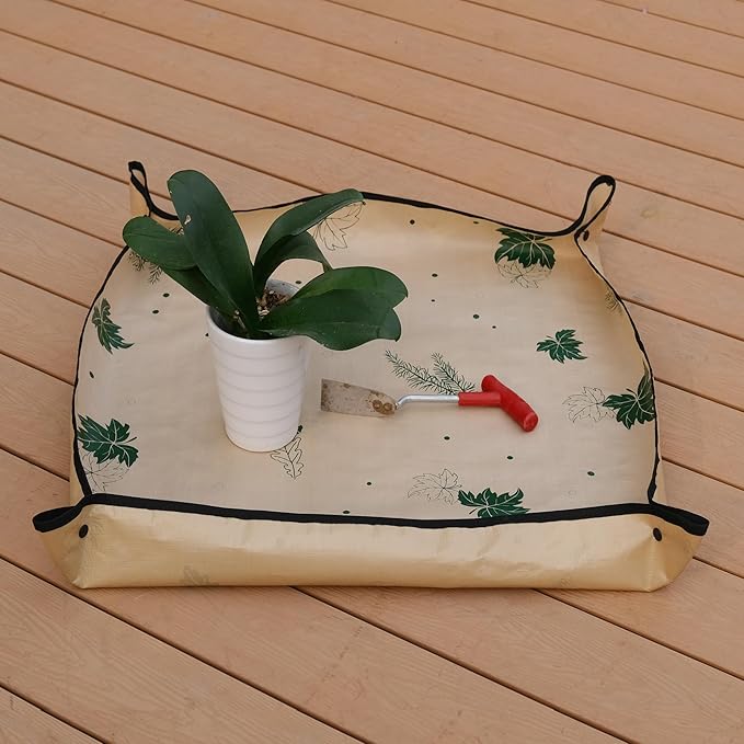 2PCS 5x5FT Extra Large Repotting Mat for Indoor Plants, Heavy Duty Thickened Gardening Mat, Waterproof Plant Transplanting Potting Tray Foldable