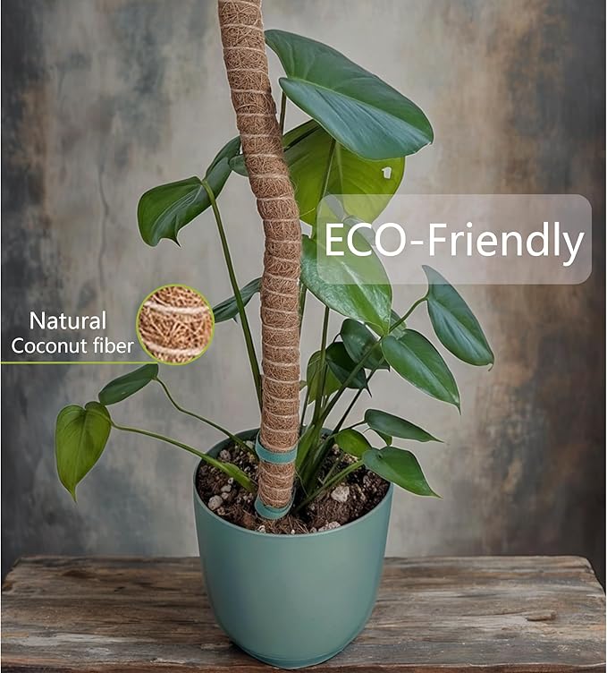 2 Pack Bendable Moss Pole 20 Inch, Monstera Plant Support Stake,Coco Coir Pole Sticks for Indoor Plants,Climbing Potted Plants,Pothos, Philodendron with Plants Ties