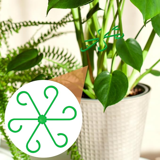 8PCS Plant Stem Support, 4 Sizes Climbing Houseplant Stem Holders, Plastic Reusable Flower Trellis Stem Hook Plant Care Growth Accessories for Flower Plants Indoor Outdoor- Green, Red
