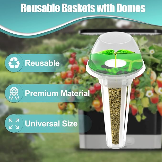 64pcs Seed Pod Kit for Aerogarden, Hydroponics Supplies for All Brands Hydroponics Growing System, Grow Anything Kit with 20 Grow Sponges, 20 PVC Labels, 12 Plant Baskets & Domes, 1pc Tweezer