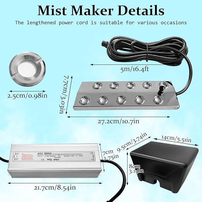 Ultrasonic Fogger 10 Head Ultrasonic Mist Maker,7000ml/H,350W Mist Maker Fogger,10 Head Ultrasonic Fogger Mist Maker,10 Head Ultrasonic Mist Maker fogger Ultrasonic Mister Fogger 10 Head Fogger