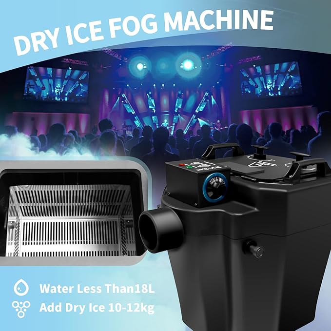 Dry Ice Fog Machine, 6000W Low Lying Fog Machine Professional Stage Fogger with Tube Nozzle for Indoor Outdoor Stage Wedding Party Club DJ Stage Effect Dry Ice Machine