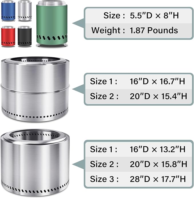 HGD 8.0 x 5.5 in Small Tabletop Fire Pit, Portable Mini Smokeless Table Top Firepit, Low Smoke Camping Stove for Outdoor & Patio, Fueled by Pellets or Wood, with Travel Bag, Stainless Steel, Green
