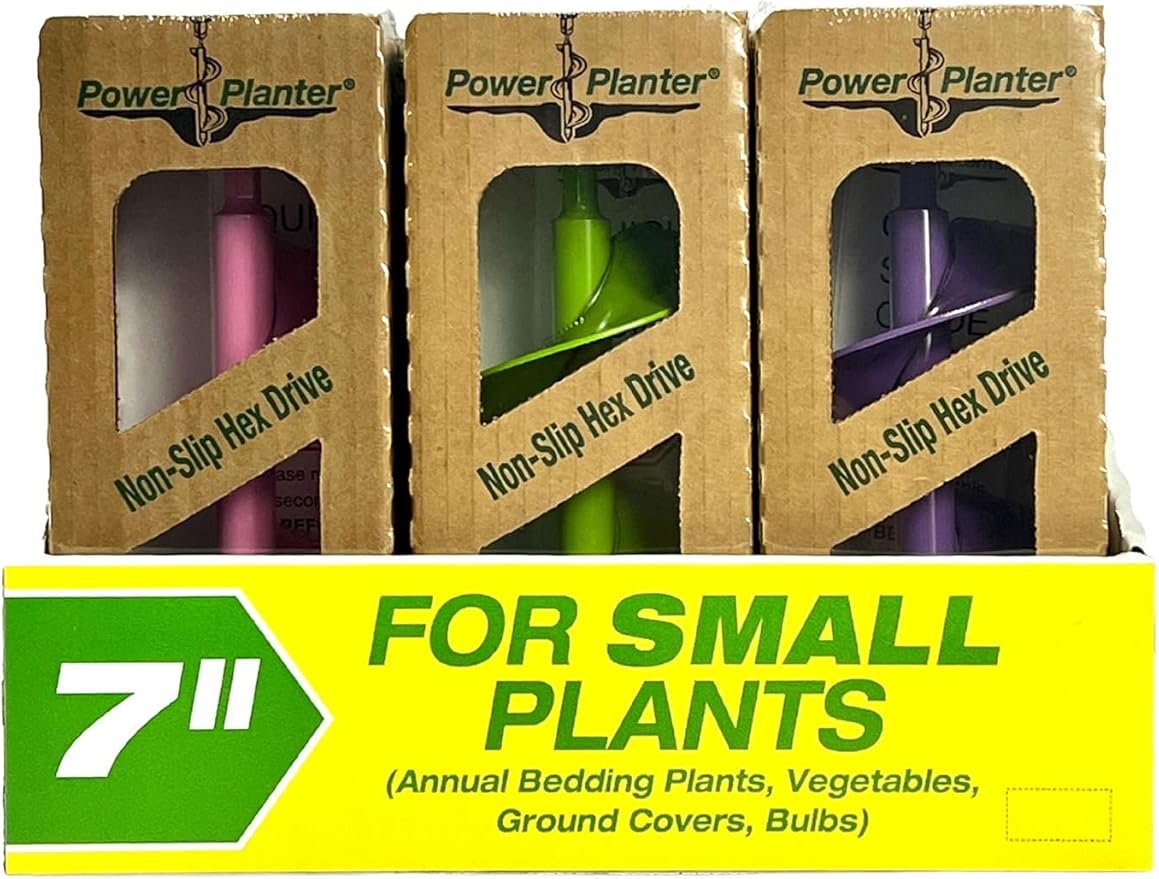 Power Planter Bulb Auger & Bedding Plant Tool - 3"x7" Garden Auger Drill Bit with 3/8" Non-Slip Hex Drive, Hand-Welded Planting Auger Gardening Drill, Earth Auger Digging Tools, Up to 6" Deep (Lime)