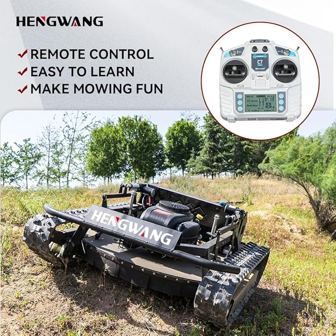 Robotic Remote Control Lawn Mower 22HP 65° Climbing Adjustable Mowing Height Track Drive All Terrain Grass Cutter Yard Mower (HW 608 90L)