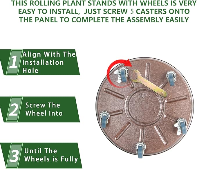 3 Pack Metal Heavy Duty Plant Caddy With Wheels 14 Inch, Round Plant Caddy Suitable For Outdoor and Indoor Mobile Flower Pots, Don't Worry About This Metal Product Getting Deformed or Damaged.