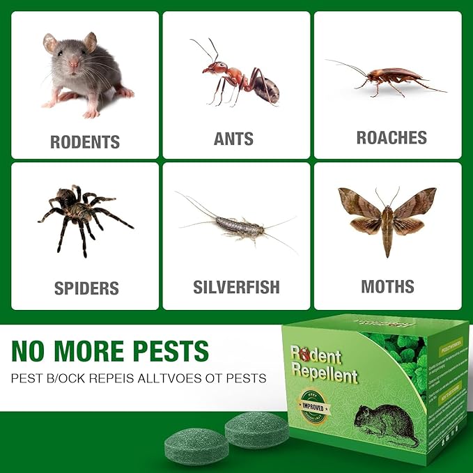 Rodent Mice Repellent, Peppermint Oil to Repel Mice and Rats, Rodent Mouse Repellent for Car, Natural Ingredients Rat Repellent Balls Deterrent Indoor