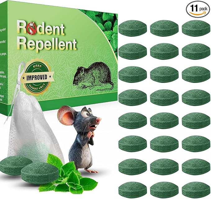 Rodent Mice Repellent, Peppermint Oil to Repel Mice and Rats, Rodent Mouse Repellent for Car, Natural Ingredients Rat Repellent Balls Deterrent Indoor