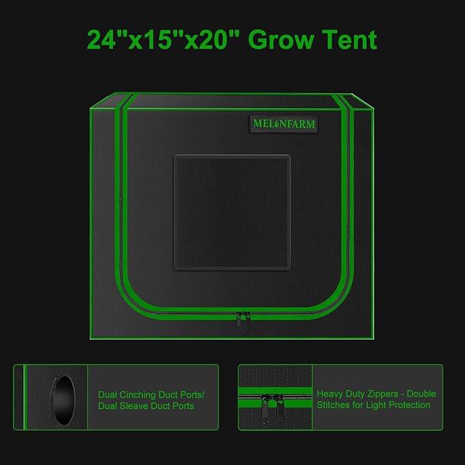 MELONFARM Small Grow Tent for Aerogarden,24”x16”x20” ,Hydroponics Growing System ,Highly Reflective 600D Diamond Mylar Canvas with Ventilation window and Floor Tray for Hydroponic Indoor Plant Growing
