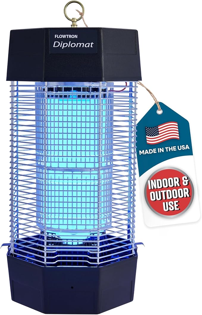 Flowtron Indoor/Outdoor Fly Control, 2000 sq.ft Indoor & 2 Acre Outdoor Insect Control with Dual Lure Method, 120W UV Light & Fly Sex Lure/Octenol for Flies and Mosquitoes, UL Certified