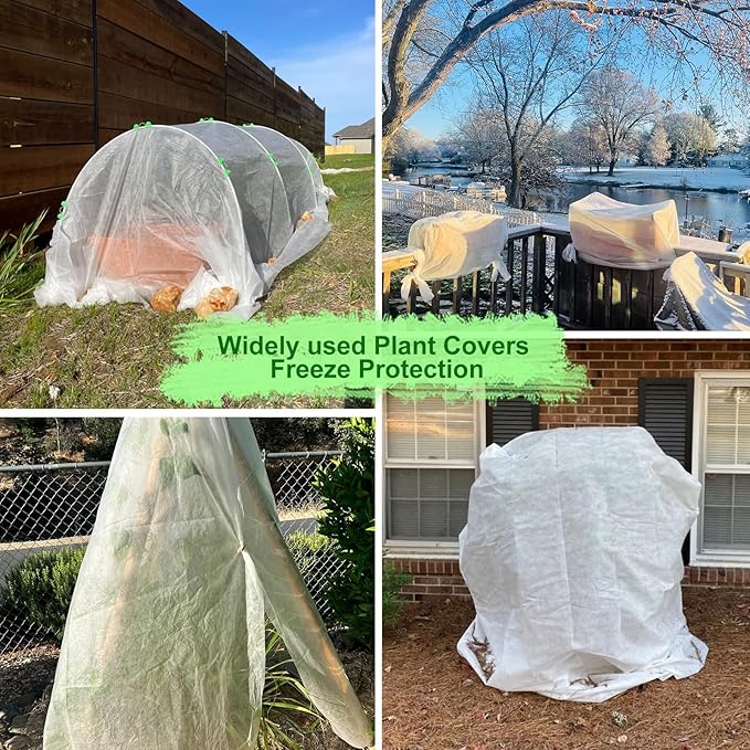 Plant Covers Freeze Protection, 10 FT x 33 FT Frost Blankets 1.06oz/yd² Thick crop cover , Reusable Garden Frost Cloth Floating Row Tree Covers for Winter Outdoor Plants vegetables seed Fruit