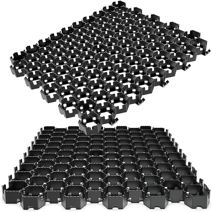 Standartpark Vodaland Permeable Pavers - HexPave Grass & Gravel Permeable Paver System - 100% Recycled PPE Plastic Pavers, Handles 27,000 lbs, 1" Depth, 1450 s.f / 488 Units