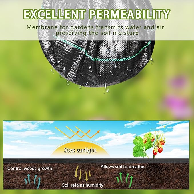 3ftx50ft Weed Barrier Landscape Fabric Heavy Duty, Weed Gardening Ground Cover Mat, Weed Control Garden Cloth, Woven Geotextile Fabric for Underlayment, Commercial Driveway Fabric, Black
