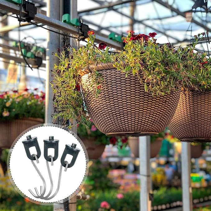 Ripeng 100 Pieces Greenhouse Hooks Hanger Twist Clips Greenhouse Fixing Clips with Stainless Steel S Hooks for Outdoor Garden Hanging Plants Plastic Insulation Netting Shading