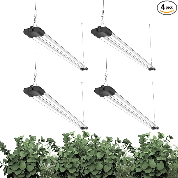 LED Grow Light Full Spectrum Light Linkable 5000K Daylight + 660nm Red Indoor Plant Lighting Fixture (4-Pack 4 FT)