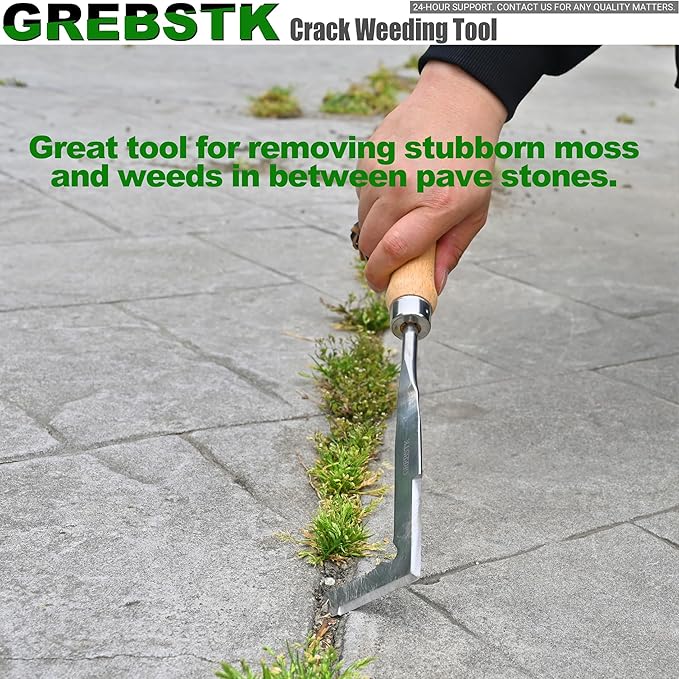 GREBSTK Crack Weeder Crevice Weeding Tool Stainless Steel Manual Weeder Gardening Tool