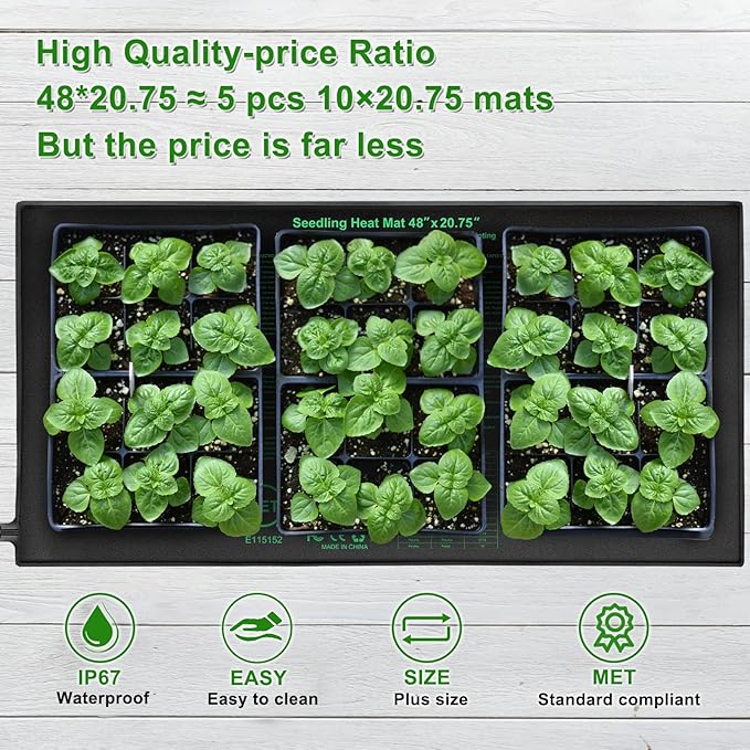Seedling Heat Mat 48" x 20"in,Waterproof Heat Mats for Seed Starting,Plant Heating Mat for Seed Germination,Hydroponic Plant,Reptile Indoor